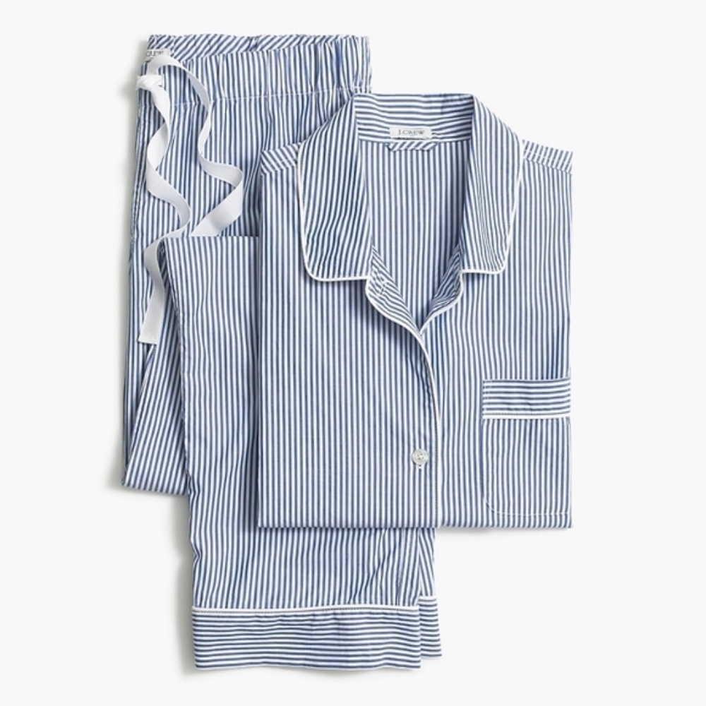 J CREW END ON END COTTON PAJAMA SET Blue NWT
